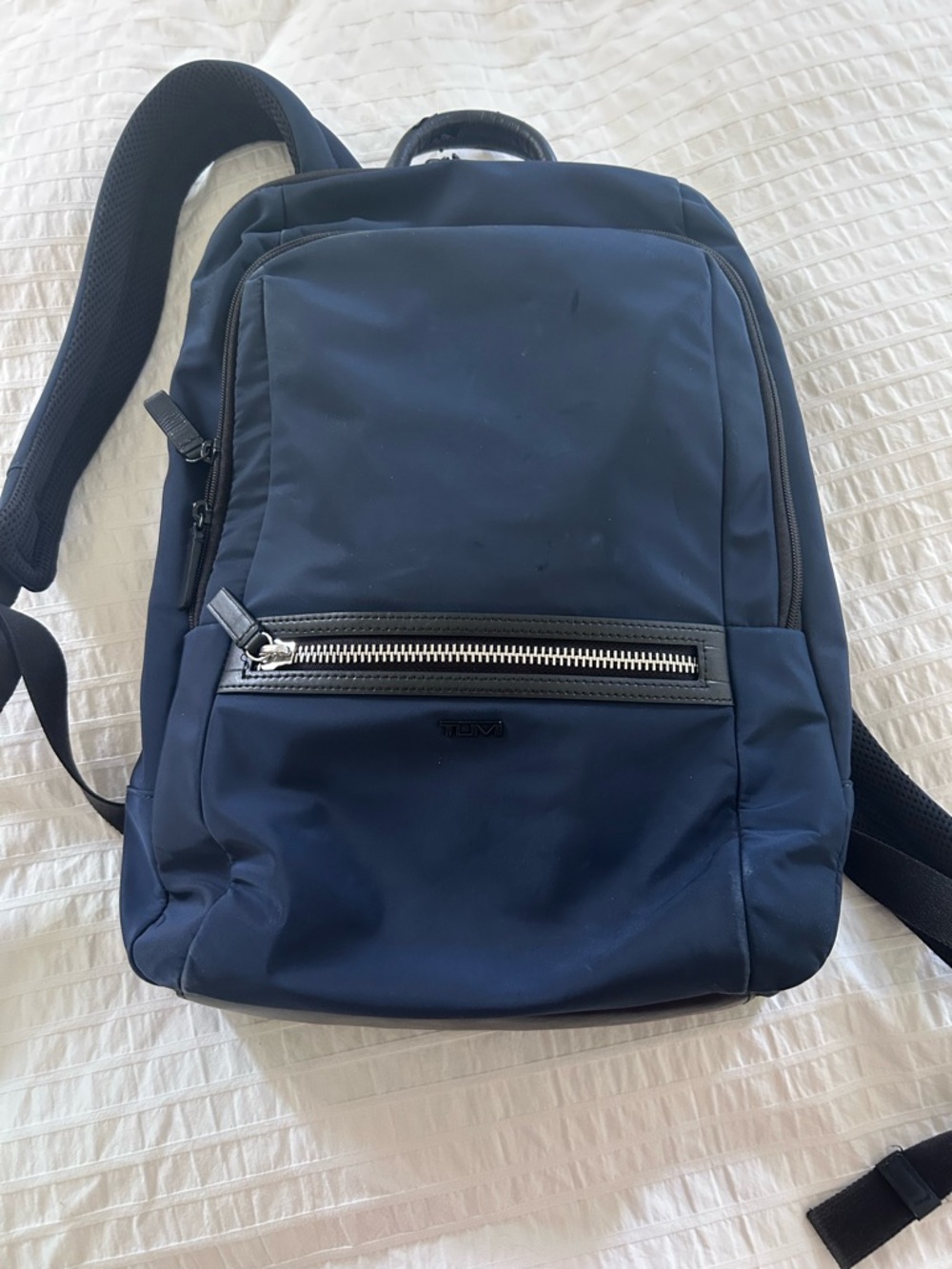Tumi Navy Blue Men's Backpack with Front Zip Pocket